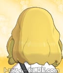 サンムーン女主人公の髪型ミディアムパーマ・色ゴールド(後ろ姿)