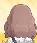 サンムーン女主人公の髪型ミディアムパーマ・色ピンクブラウン(後ろ姿)
